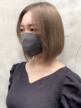 ラミエバイメルト 下北沢(lamie by melt) 花田前下がりボブブリーチミルクティーベージュ下北沢韓国顔周り