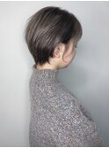 大人ショート_マロンベージュ Aラインボブ かきあげ