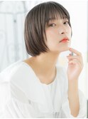 浅草/髪質改善/プラチナグレージュ×前下がりぶつ切りボブe