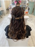 表編み込みハーフアップ