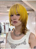 ホワイトグレージュ/ミニウルフ/デジタルパーマチェリーブラウン