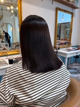 ロンドアベニール 北千住(Lond avenir) ブリーチなしチェリーブラウン髪質改善縮毛矯正酸性ストレート