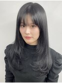 レイヤーカット/ミルクティーグレージュ/ダブルカラー/エクステ