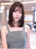 大人かわいい前髪セシルカットココアブラウンフリンジウェーブ