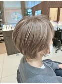 ハイライトカラー/白髪染め/大人ショート/ハイトーンカラー