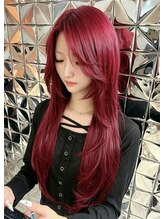 ラブスタシー 博多店(LOVESTASY)&nbsp;ワインレッドカラー×顔周りレイヤーカット