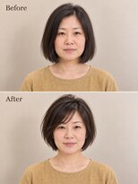 aptas 青山/表参道 白髪染め/白髪ぼかしハイライト/ボリュームアップエクステ&nbsp;40代の大人ボブ｜表参道・青山
