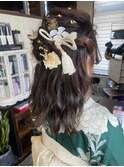 ハーフアップアレンジ編み込みスタイル◎成人式/卒業式