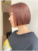 福井　大和田　ブリーチなしカラー　ピンクベージュカラー　ボブ