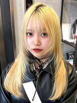 韓国風顔周り小顔レイヤーカット/ブリーチハイトーンカラー/池袋