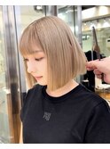 ブロンドベージュ/ミルクティーブロンド/金髪ボブ/銀座