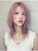 姫カットレイヤー/ダブルカラー/ピンクラベンダー/韓国