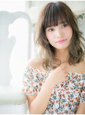 mod's姪浜/ミルクティーカラーデジタルパーマ波巻きミディアムi