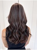おくれ毛ブリーチ顔周りレイヤー韓国ヘアロング_ba560023