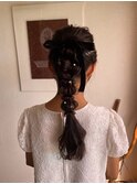 編み込みアップスタイルヘアセット前髪カット成人式ヘアセット