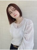 暗めカラー前髪でイメチェンヘルシーなワンレンボブ