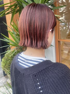 レリコ ニド(Relico-nid) 髪質改善20代30代40代大人可愛いピンクハイライトボブ