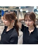 レイヤーカット/顔まわり/後れ毛/ミルクティーベージュ