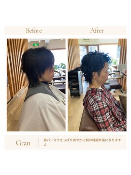 グランバイ アトリエドングリ(Grand × AtlierDonguri) お客様髪質改善データ（メンズパーマ）