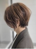 20代30代40代小顔ひし形モカブラウン前下がりショートボブ