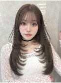 レイヤーカット　韓国前髪　くびれヘア　ワンカール　縮毛矯正