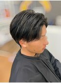 ハイライトマッシュ束間ツーブロックショート