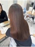 イメチェン 縮毛矯正 前髪 ピンクベージュ 髪質改善