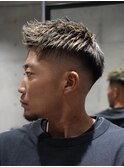MEN'S/アップバングショート×ハイライト/フェード
