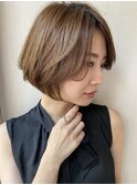 丸みショート/ひし形シルエット/センターパート/大人ガーリー