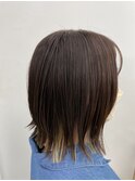大人可愛いストレートくびれボブインナーカラー肩ライン外ハネ