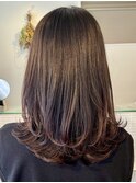 △大人可愛いロングヘアレイヤーカットチョコレートブラウン