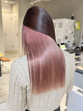 エリマバイフィフス 調布(elima by fifth) インナーカラーダブルカラーケアブリーチピンクベージュ透明感