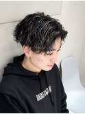 ホワイトメッシュ/ハイライトパーマ/メンズパーマ/ツイスパ