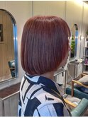 髪質改善 ボブ レイヤー ピンクベージュ エイジング ツヤ髪 