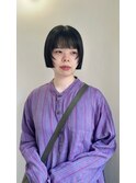 ホワイトグレージュデジタルパーマシースルーマッシュセミロング
