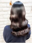 大人可愛い艶髪秋色カラーくすみベージュくびれロングレイヤー