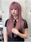 ロングヘア　ピンク　ふじゆー