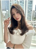 内巻きレイヤーロングレイヤーオリーブベージュブリーチなし