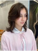 海外風レイヤーロングミディアムハッシュカット