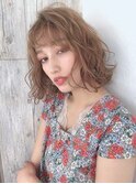 デザインカラー/シルキーベージュ/グレージュカラー/斜めバング