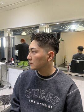 メリケンバーバーショップ フクオカ(MERICAN BARBERSHOP FUK) ハイライトマッシュパーマウルフアッシュブラック