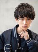 アッシュブラック/束感マッシュパーマ/刈り上げ/ツーブロック