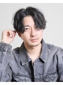 センターパートニュアンスパーマワンカールパーマ韓国コンマヘア