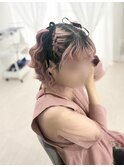 編み込みハーフツイン