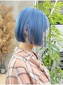 【GEEKS渋谷】水色/ハイトーンボブ/ブルー/透明感/小顔/夏カラー