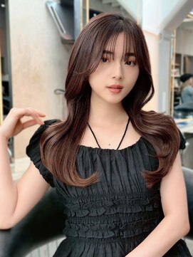 ハローバイシー 仙台(Hello by Sea) ココアベージュ×レイヤー[小顔/黒髪/オリーブグレー]