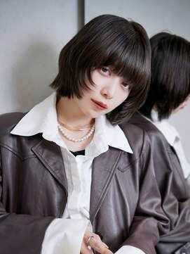 アルバム 銀座(ALBUM GINZA) ボブ前髪カット黒髪顔周りレイヤー_F1204