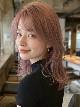 フレイムス ヘアアンドリラックス 大宮東口店(Frames) ピンクベージュ◎ミディアムハイトーンウルフレイヤー大宮