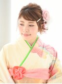 ねじり編み振袖ゆるサイドアップスタイル♪