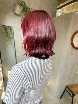 テトヘアー(teto hair) レッドカラー 暖色系カラー 赤髪 ボブ